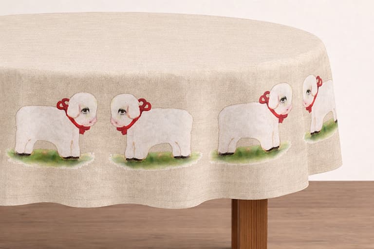 Lambs, Tablecloth by Levan Margiani for Artiani