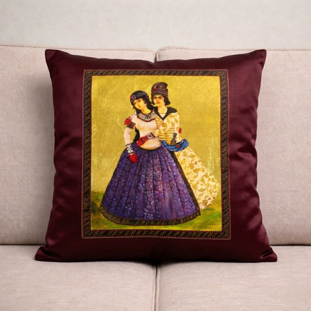 Qajari Couple, Pillow by Levan Margiani for Artiani