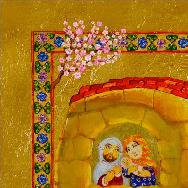 Family, Pillow by Levan Margiani for Artiani. Color: Golden. Size: 45x45. Image 2